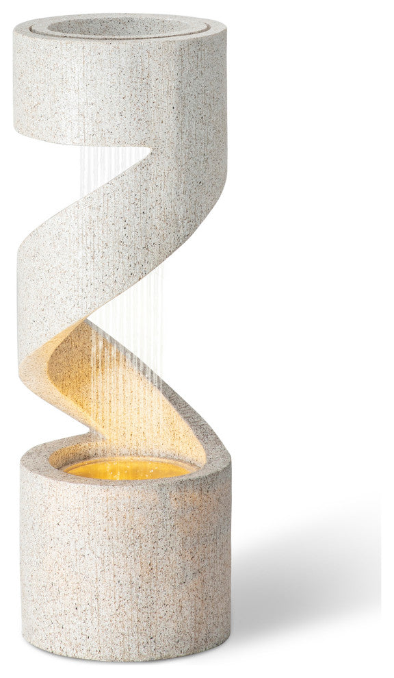 Faux Terrazzo Spiral Shaped Polyresin Fountain