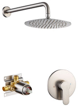CASAINC 10" Wall Mounted Luxury Round Rainfall Shower System Set, Brushed Nickel