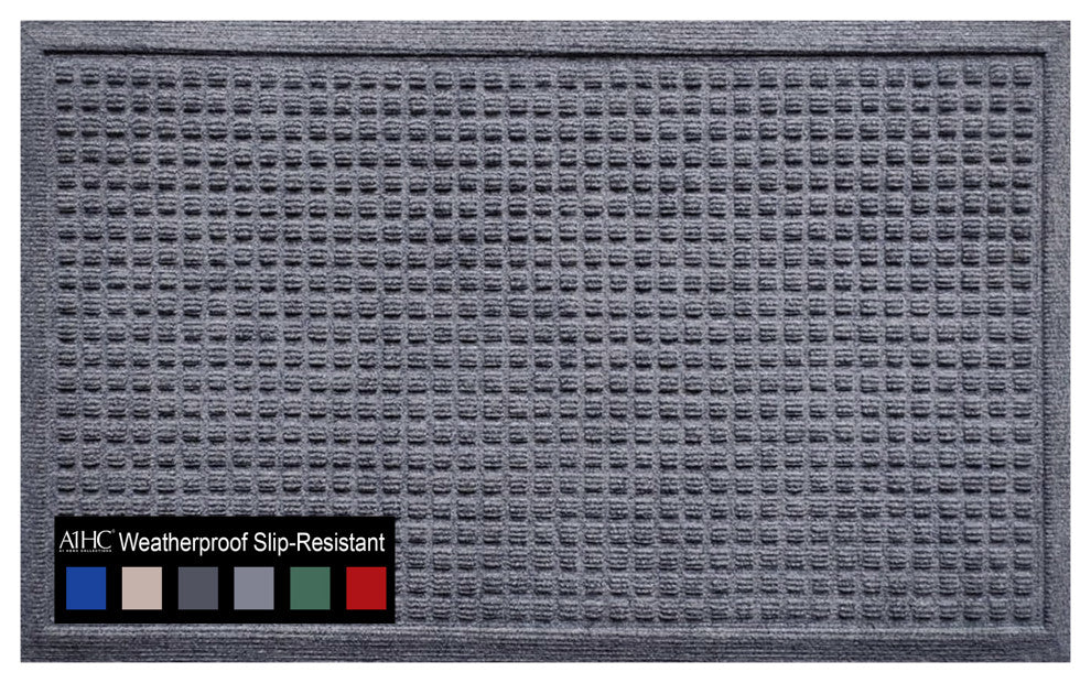 A1HC Superior Absorbant Polypropylene Doormat, Dark Gray Waffle, 24"x36"