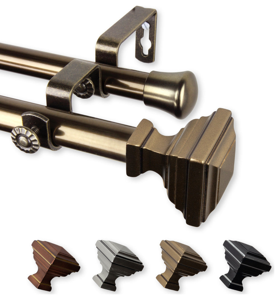 Kira 13/16" Double Curtain Rod Antique Brass