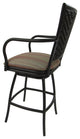 Set of 3, Outdoor/Indoor Swivel Bar Stools Erin, Multi Sun Stripe on Black, 26"