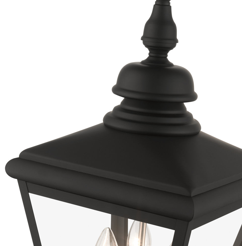 3 Light Black Outdoor Large Post Top Lantern, Brushed Nickel