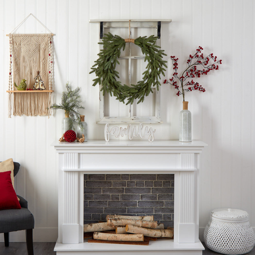 24" Holiday Christmas Pre-Lit Cascading Pine Wreath