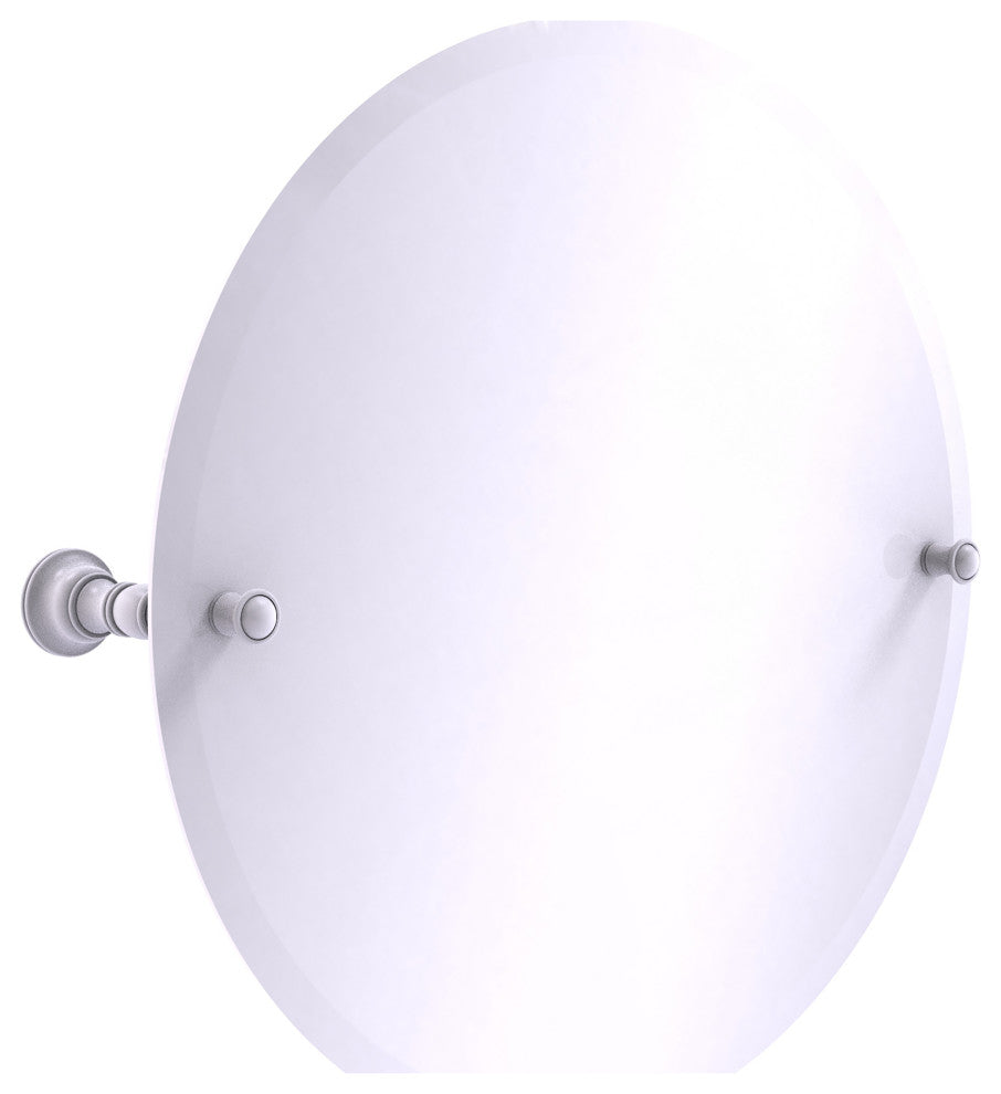 Carolina Frameless Round Tilt Mirror with Beveled Edge, Matte White