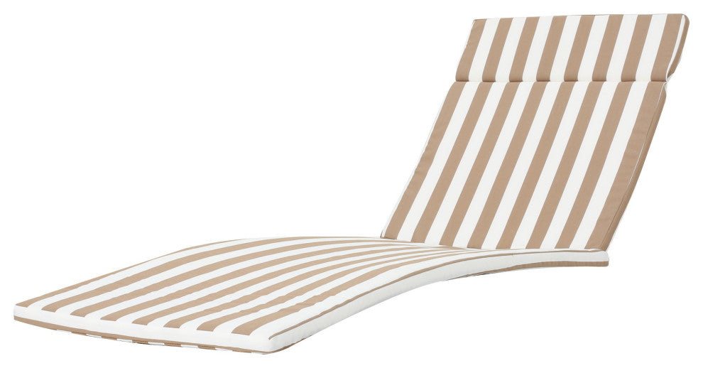 GDF Studio Soleil Outdoor Chaise Lounge Cushion, Brown/White Stripe