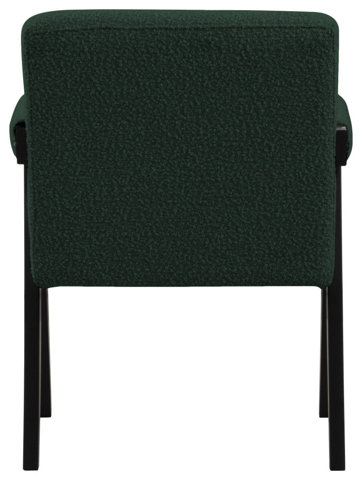Woodloch Boucle Fabric Upholstered Accent Chair, Green, Black Finish