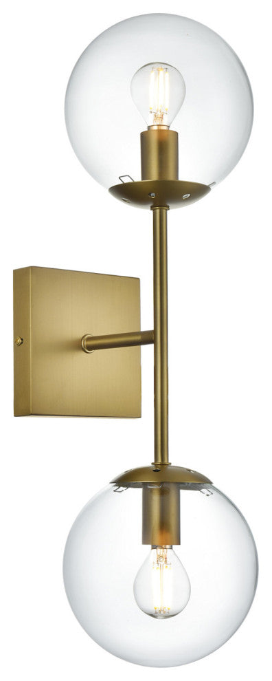 Elegant Lighting LD2357 Neri 2 Light 6"W Vanity Light - Satin Gold