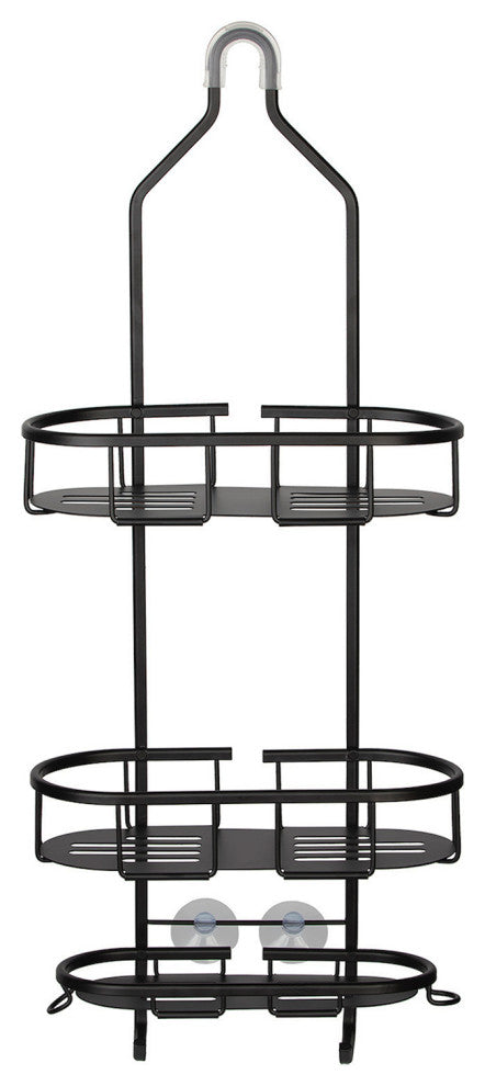 Utopia Alley Rustproof Aluminum Shower Caddy with 3 Shelves, Matte Black Finish