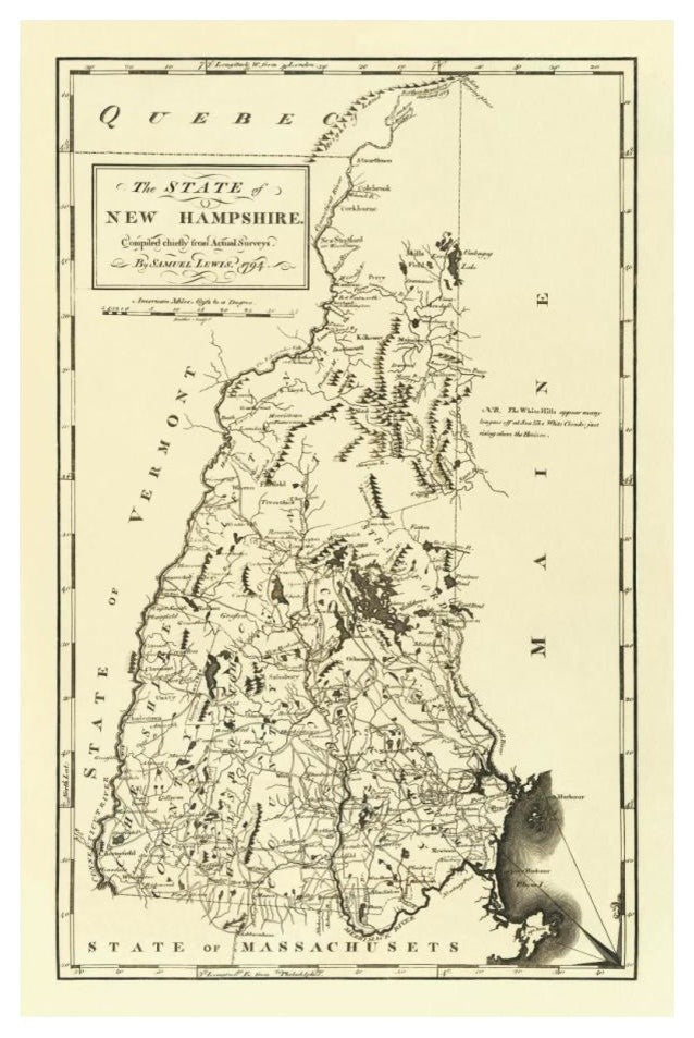 "State of New Hampshire, 1794" Digital Paper Print by Mathew Carey, 16"x24"