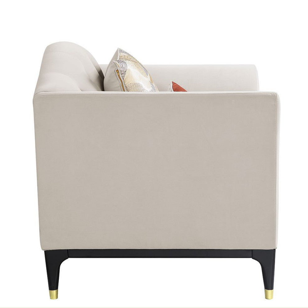 Acme Tayden Sofa With 5 Pillows Beige Velvet