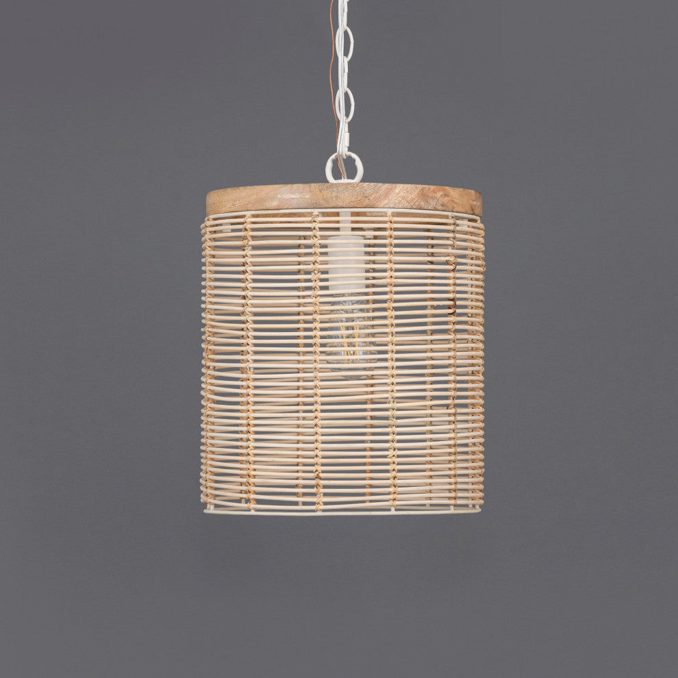 Maxim 22441 Vannerie 7"W Wood Mini Pendant - Ecru