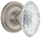 Rope Rosette Double Dummy Crystal Victorian Knob, Satin Nickel, ROPCVI