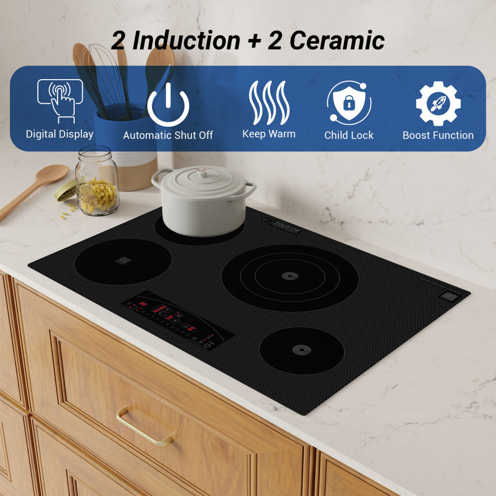 30" Electric Ceramic-Induction 4 Burner Cooktop