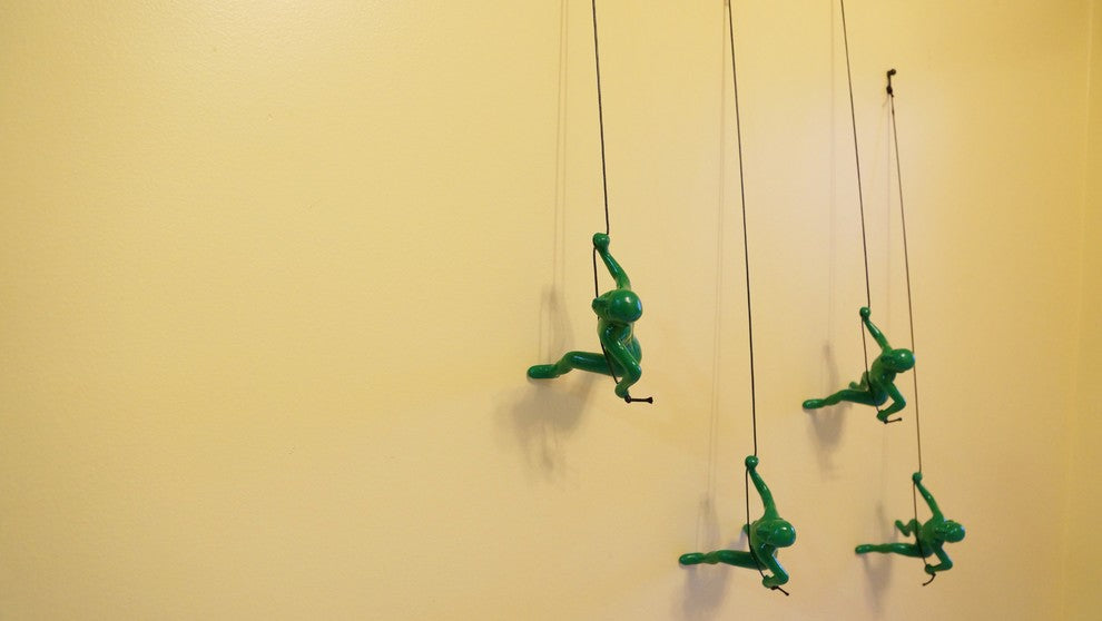 Heavy Climbing Green Man Position #1 Wall Art, Set of 4