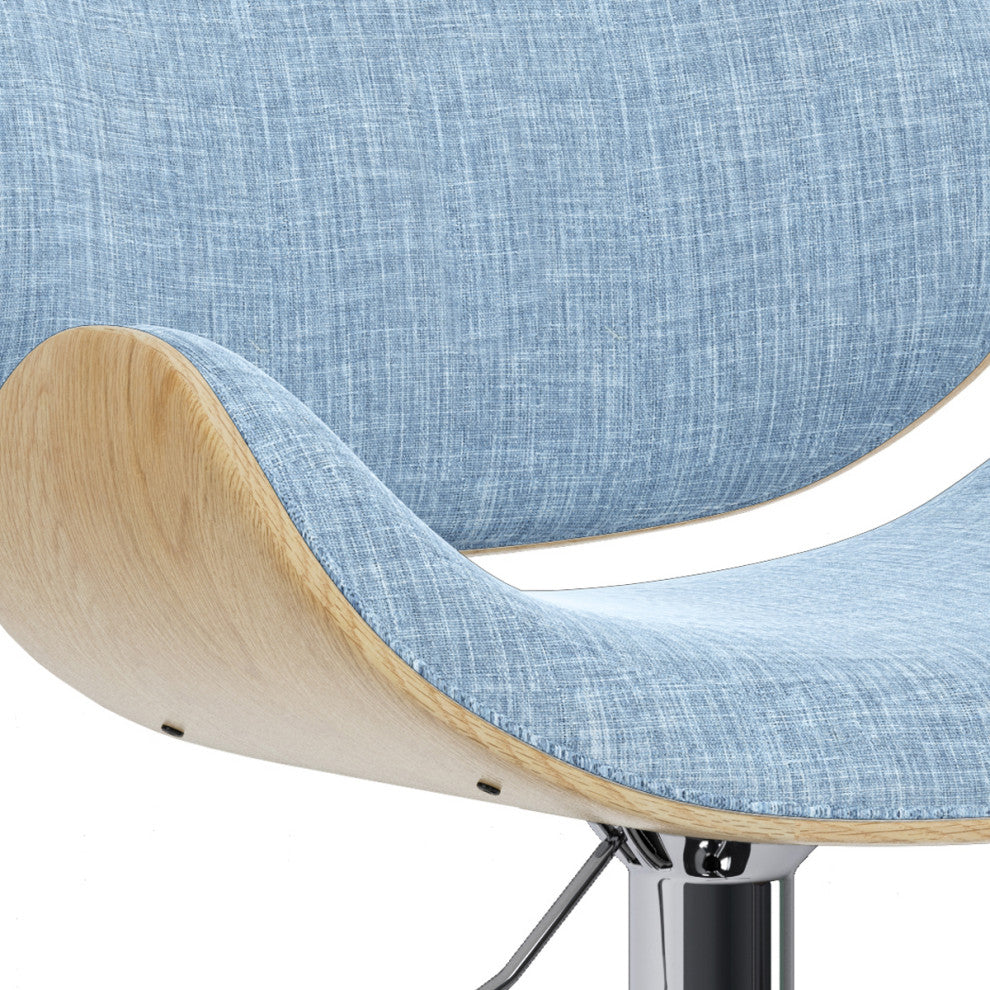 Marana Bentwood Gas Lift Bar Stool, Light Wood, Denim Blue