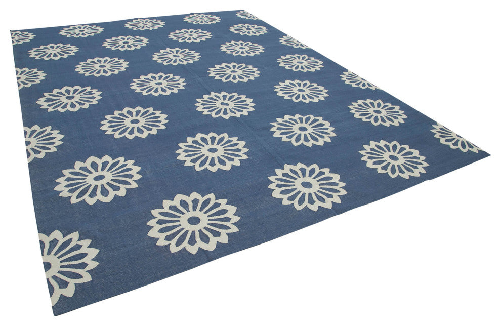 Rug N Carpet - Handmade Wool 9' 1'' x 11' 11'' Flatweave Dhurrie Kilim Rug