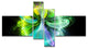 Green Fractal Vortices of Energy, Floral Canvas Art Print, 60"x32", 4 panels