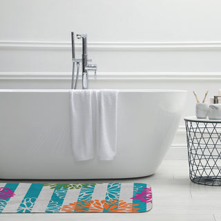 24" x 17" Flower Bursts Bathmat, Blue
