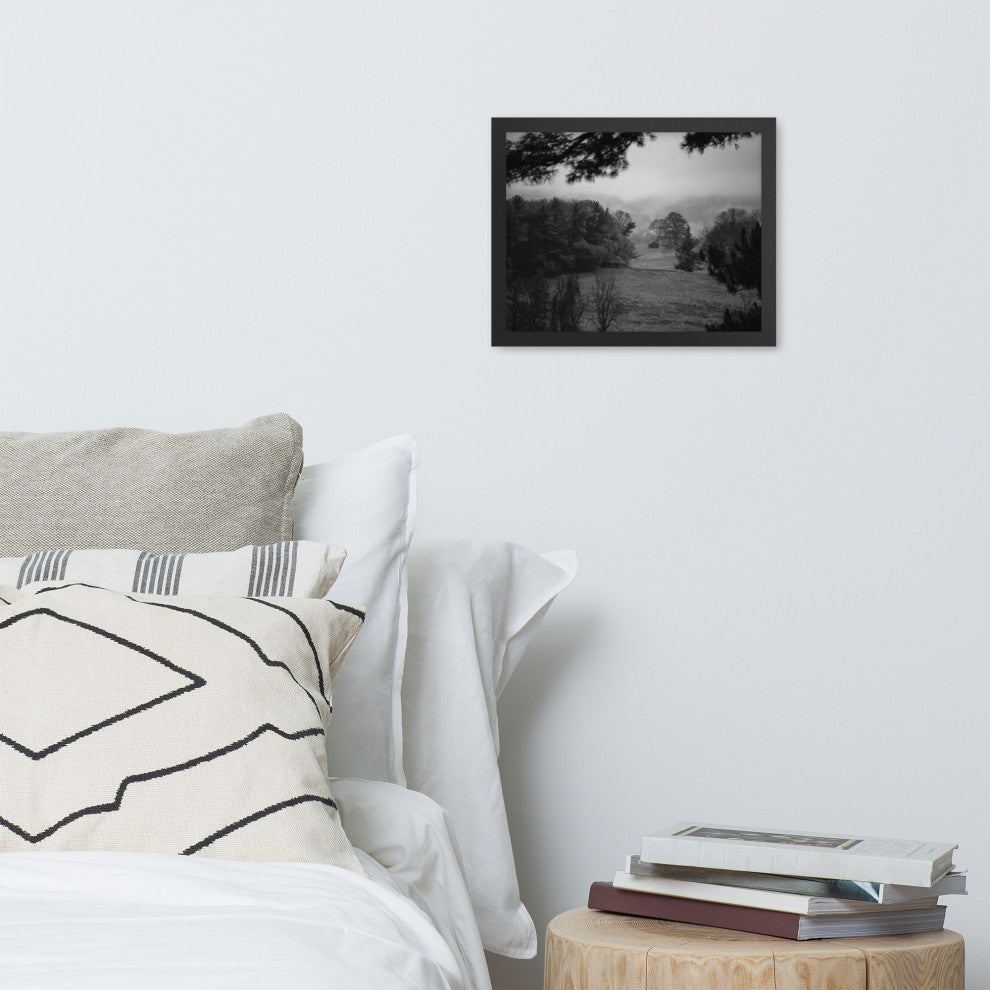 Mist of Valley Forge in Black and White Framed Photo Paper Wall Art Prints, Black, 11" X 14"