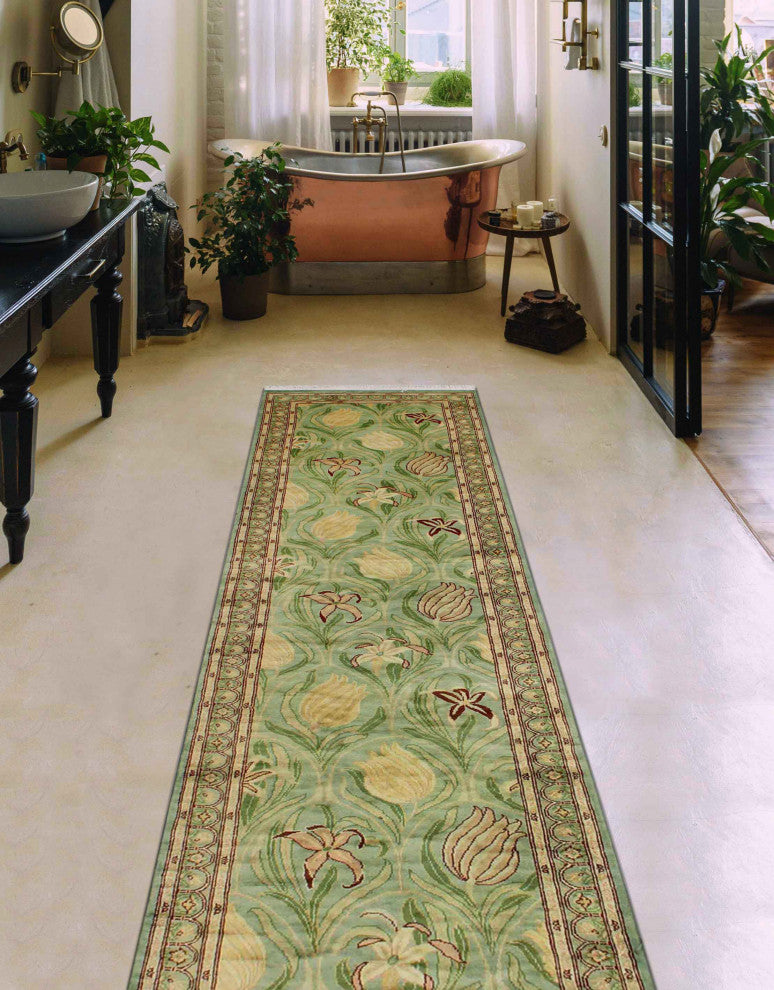 Pak-Persian Eliza Light Green/Gray Runner, 2'8x10'0