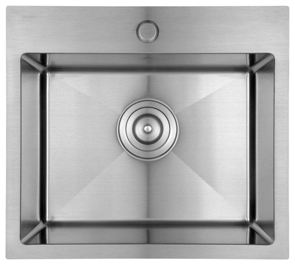Drop-in Topmount 304 Stainless Steel, Single Bowl, 19.75x16.75x8, With Grid