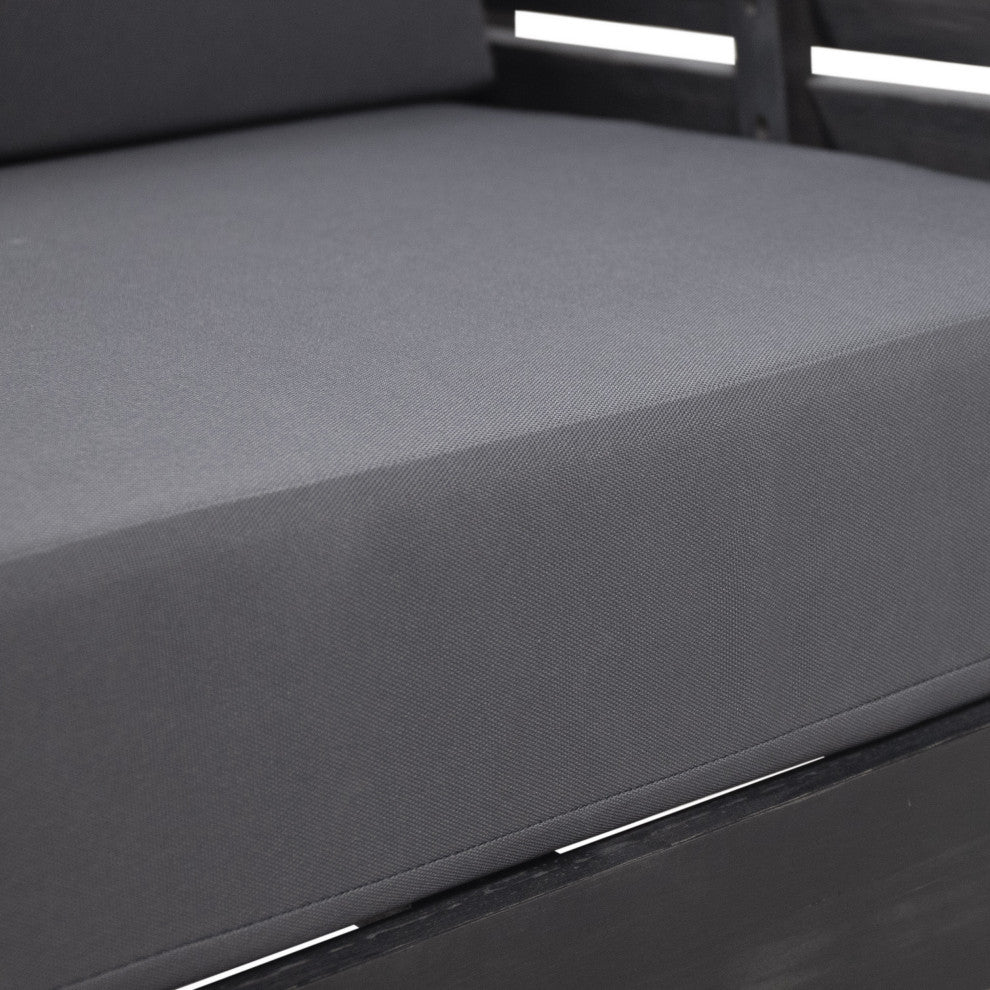 Rabun Outdoor Acacia Wood Club Chairs with Cushions, Dark Gray, Single