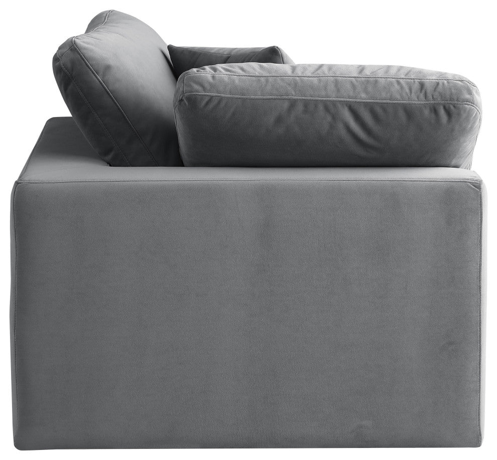 Comfy Beige Linen Textured Fabric Modular Chair, Grey, Velvet, Corner Chair