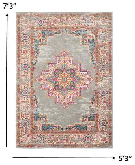 5' X 7' Gray Power Loom Area Rug