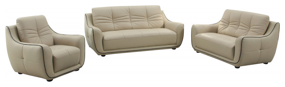 108" Elegant Beige Leather Sofa Set