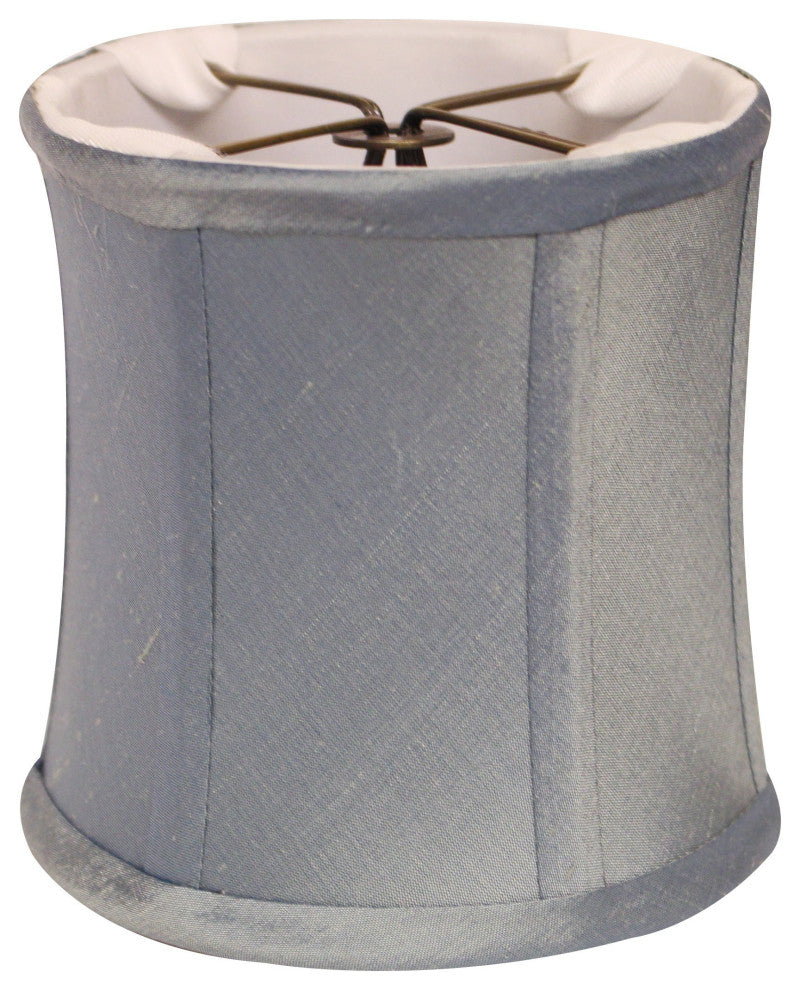 6" Blue Steel Set of 6 Corset Drum Chandelier Dupioni Lampshades