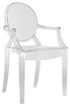 Modern Louis-Style Acrylic Ghost Arm Chair, Set of 2