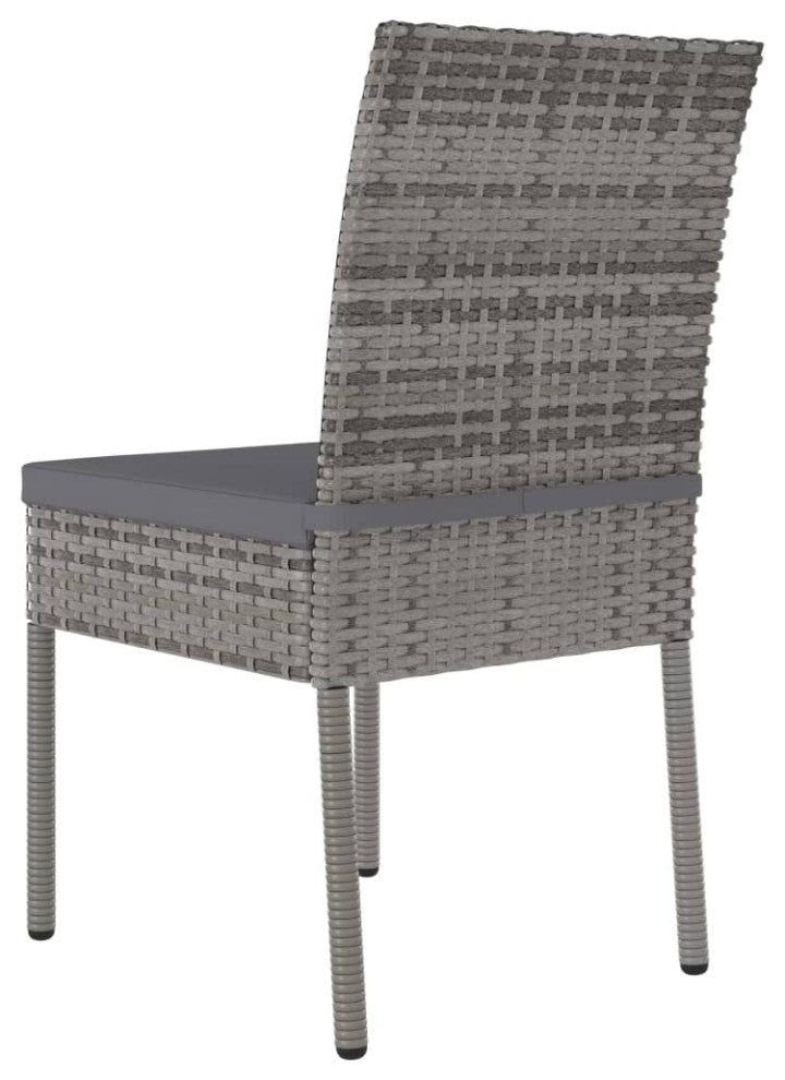 vidaXL Modern Dining Chairs 2 Pcs Patio Rattan Dining Chair Poly Rattan Gray