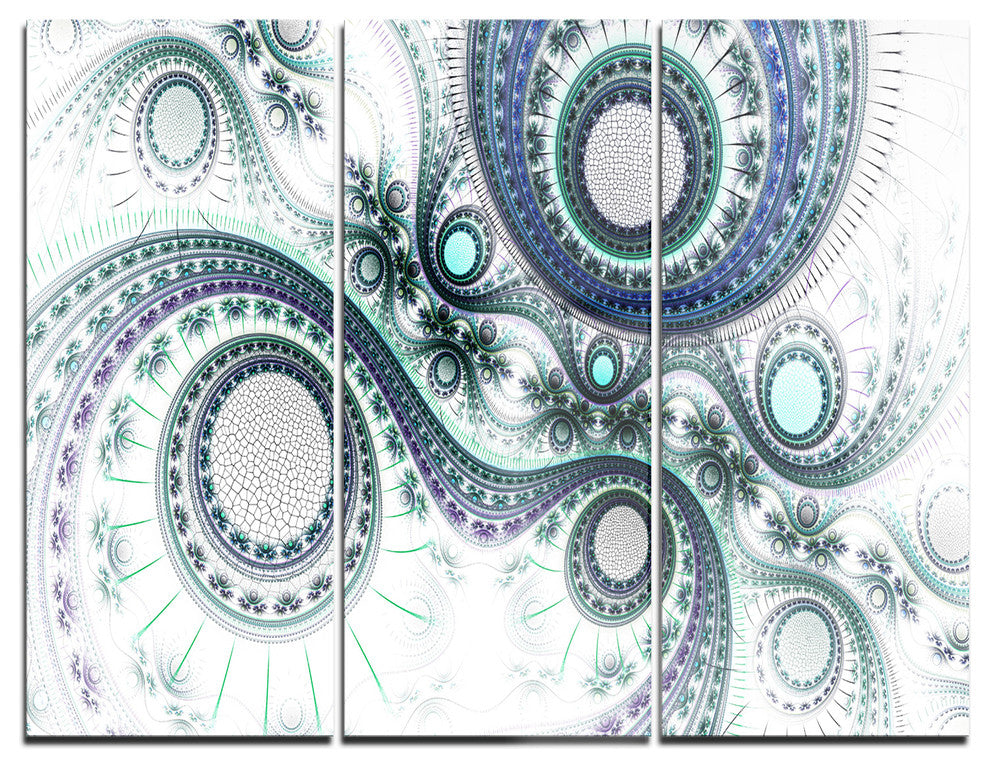 "Colorful Fractal Clockwork" Digital Metal Wall Art, 3 Panels, 36"x28"