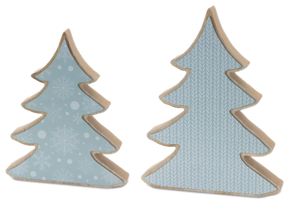 Wood Pine Tree Decor, Set of 2
