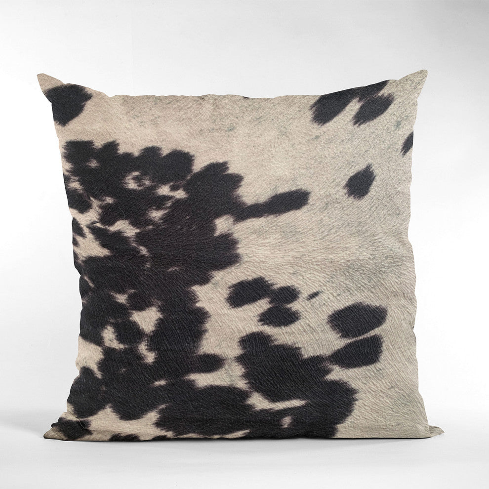 Plutus Black Cowhide Animal Luxury Throw Pillow, 20"x26"