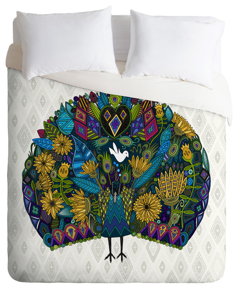 Deny Designs Sharon Turner Peacock Garden Duvet Cover, Lightweight