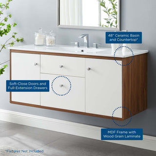 Transmit 48" Wall-Mount Bathroom Vanity, Walnut White