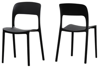 GDF Studio Dean Outdoor Plastic Chairs, Set of 2, Black