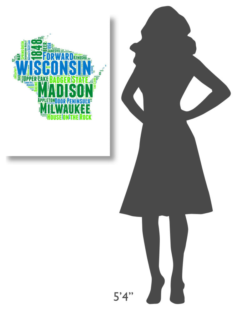 "Wisconsin Word Cloud Map" Fine Art Print
