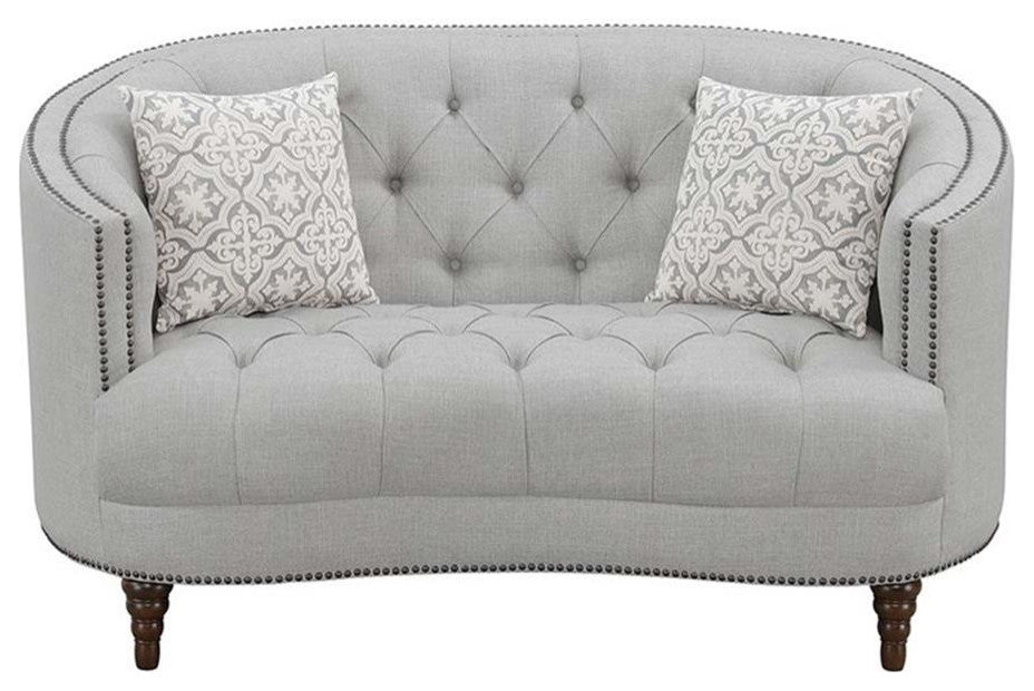 Coaster Avonlea 3-Piece Sloped Arm Upholstered Fabric Sofa Set in Gray