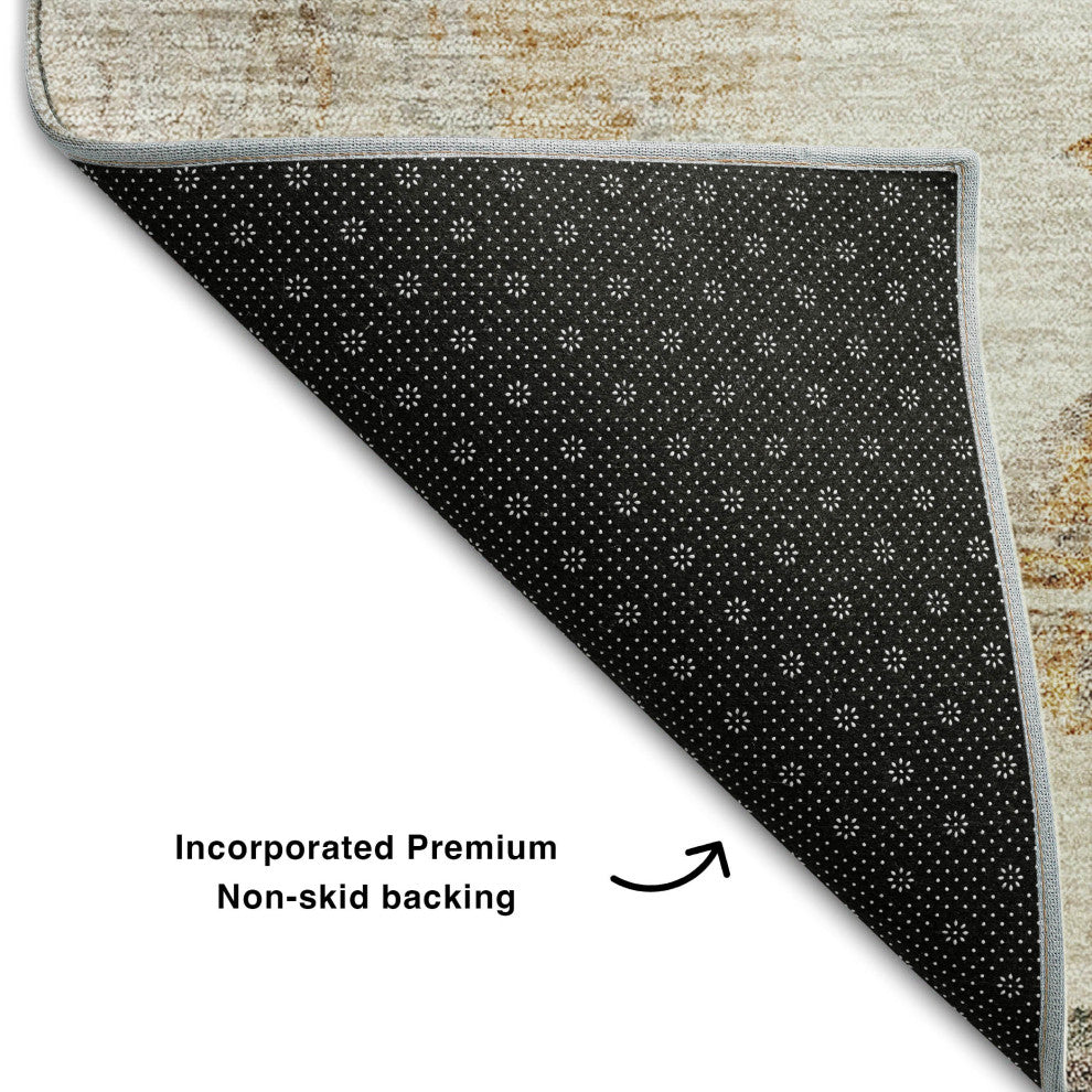 Premium Machine Washable Mayfield AMF710 Beige 2'3" x 7'6" Runner Rug