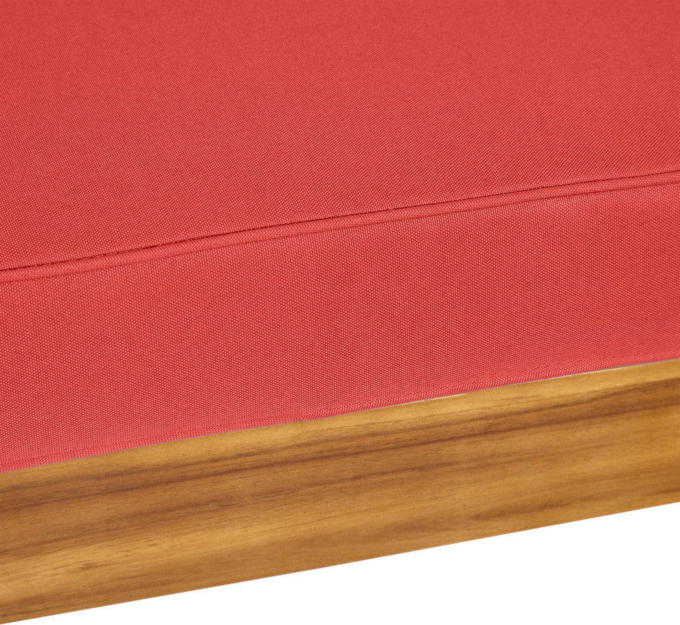 Bunny Outdoor 7 Seater Acacia Wood Sectional Sofa Set, Red