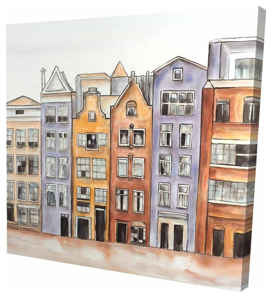 Amsterdam Houses Hotel, Fine Art Gallery Wrapped Canvas, 24"x24"