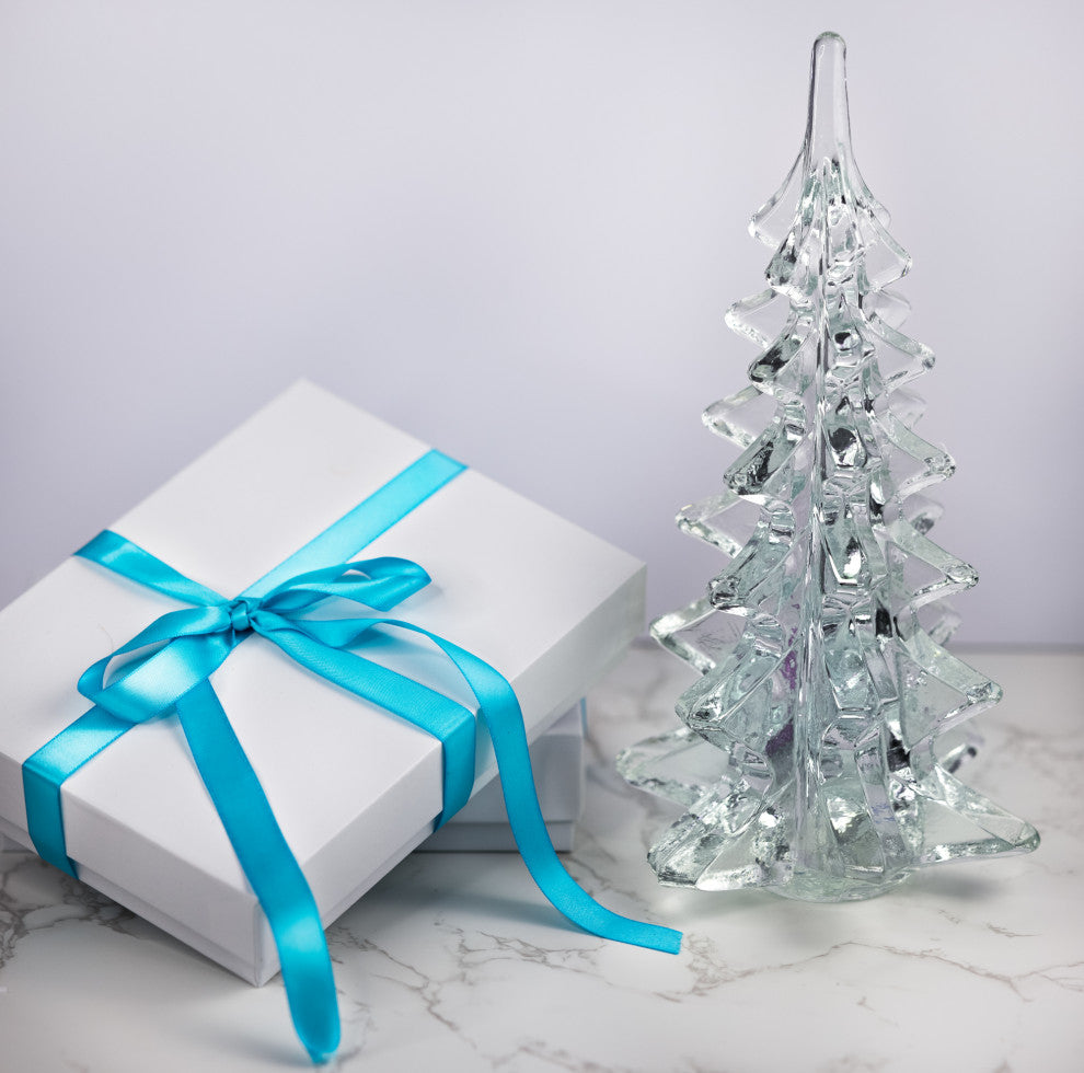 Mouth Blown Art Glass Christmas Tree, 11"