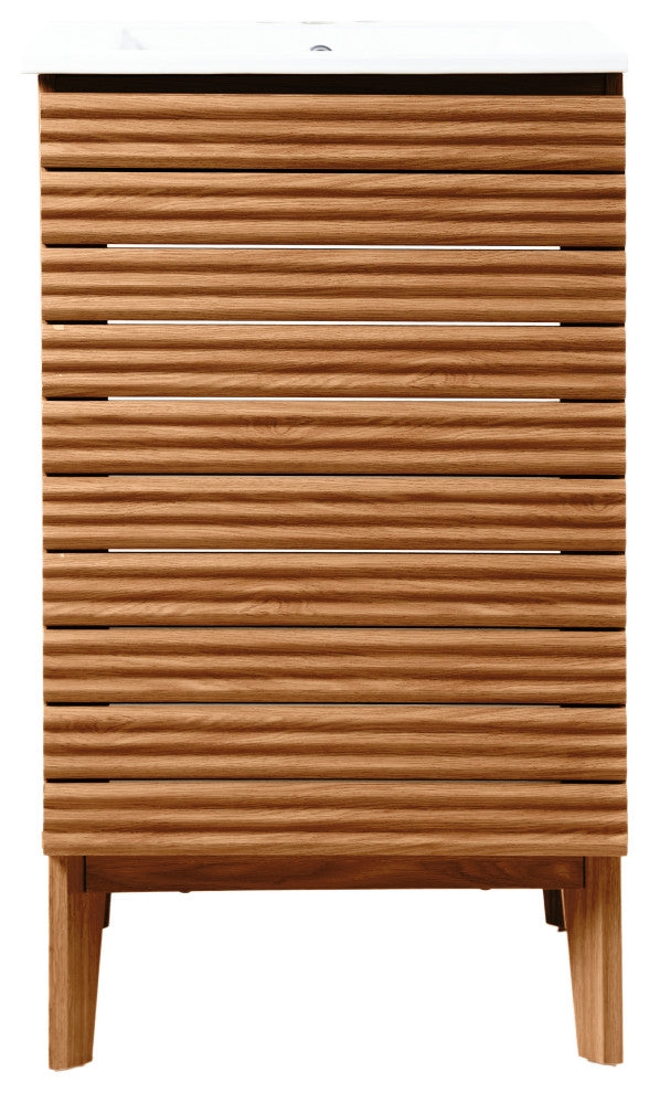 20" Slat Modern 2-Shelf Bath Vanity Cabinet Only (Sink Basin not Included)