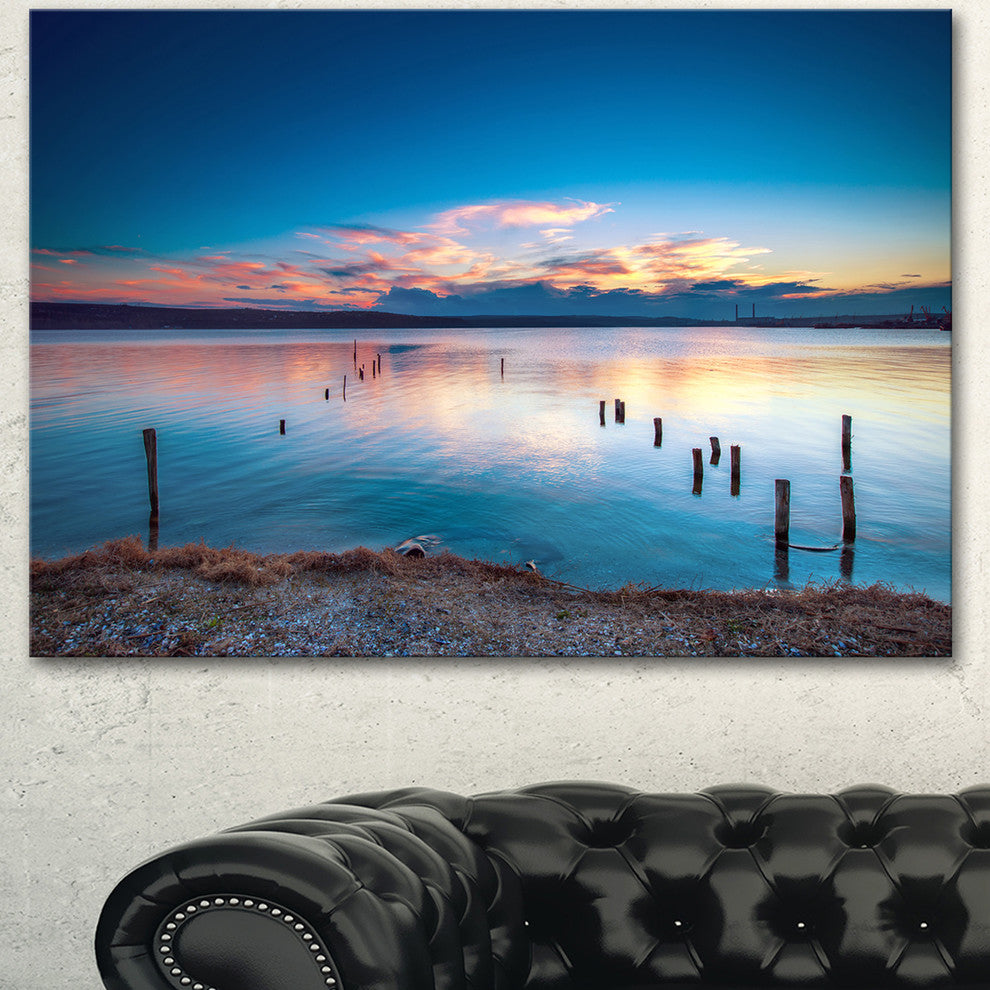 Bright Blue Sky and Blue Waters, Seashore Canvas Art Print, 60"x28"