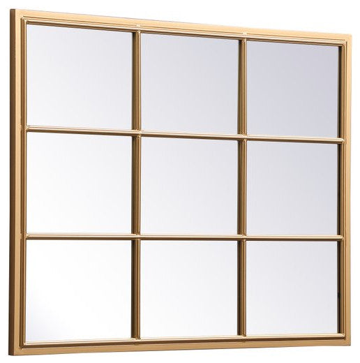 Elegant Decor MR622836BR Metal Windowpane Mirror, 28"x36", Brass