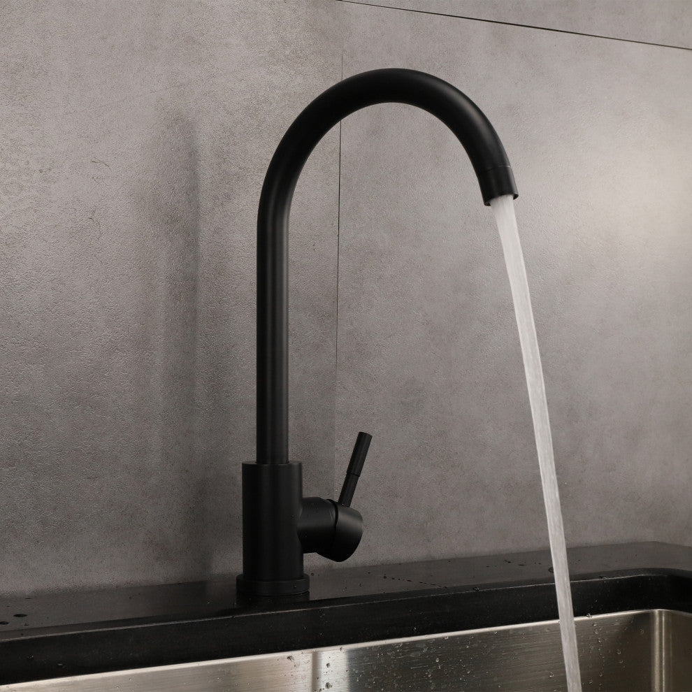 Single Handle Kitchen Faucet in Black Finish