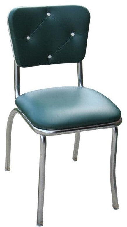 Retro Home Upholstered Tufted Back Dining Chair, Green