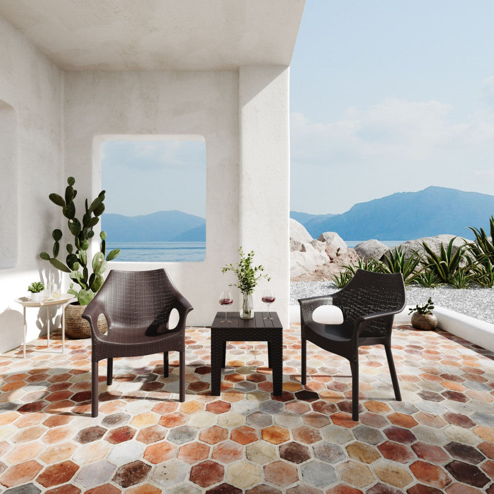 Carina Chairs & Trillia Table Resin Patio Set, Brown